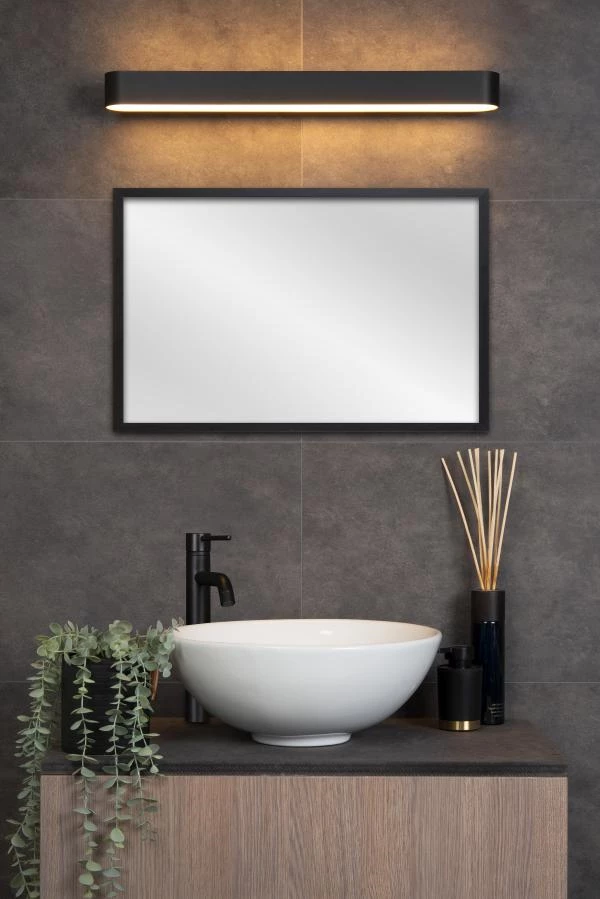 Lucide MADELON - Wall light Bathroom - LED - 1x18W 2700K - IP44 - Black - atmosphere 1